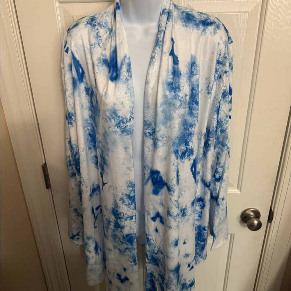Kian Los Angles Women’s Tie Dye Swing Jacket Tie Dye Blue Cloud Pattern 2XL NWOT
